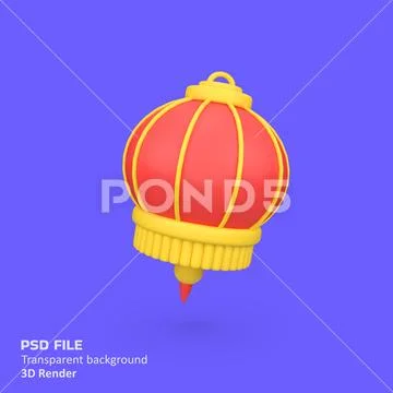 Red chinese lantern isolated 3d render icon illustration PSD Template
