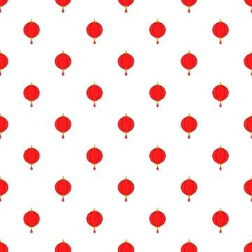 Red chinese lantern pattern, cartoon style Stockillustratie
