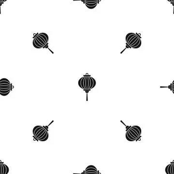 Red chinese lantern pattern seamless black Stockillustratie