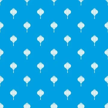 Red chinese lantern pattern seamless blue Stock Illustration