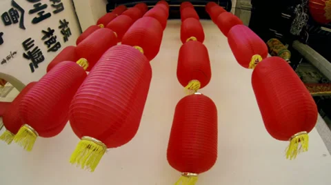 Red Chinese Lanterns at Buddhist Temple Stock Footage 36860805
