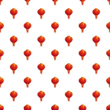 Red chinese lanterns forming seamless pattern on white background Stockillustratie