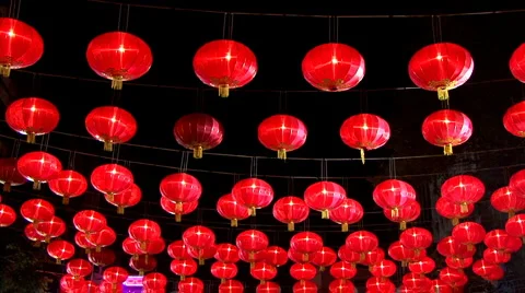 Red Chinese Lanterns At Night 스톡 동영상 1086427