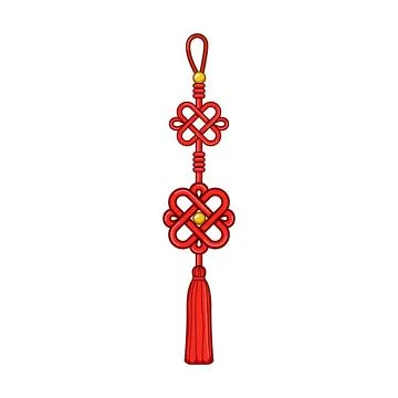 Red chinese lucky knot representing good fortune Illustrazione stock