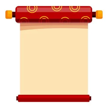 Red chinese scroll painting displaying blank parchment Stock Illustration