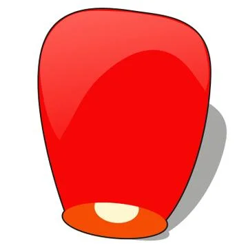 Red Chinese sky lantern in the shape of heart isolated on a white background Stock Illustration