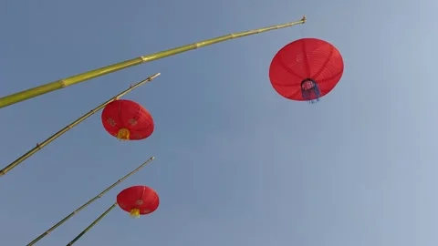 Red Chinese sky lanterns Stock Footage 262209451