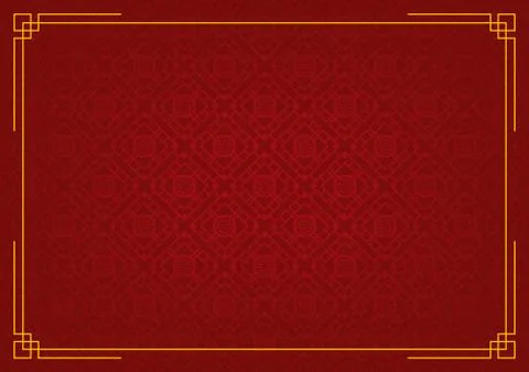 Red chinese square abstract background with yellow border Stock Illustration