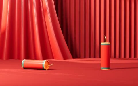 Red Chinese style background with firecrackers , Spring Festival theme elem.. Stock Illustration