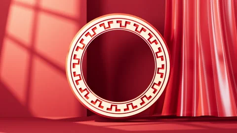 Red Chinese style background, Spring Festival theme elements, 3d rendering. Stock Footage 287742470