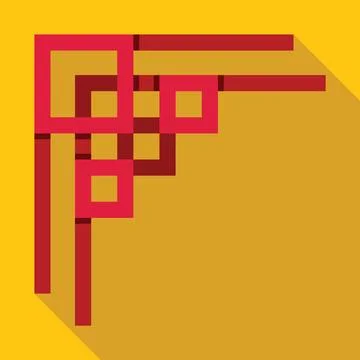 Red chinese style pattern decorating top right corner on yellow background Stock Illustration