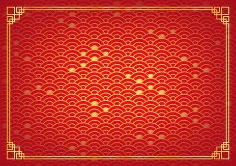 Red chinese wave abstract background Stock Illustration