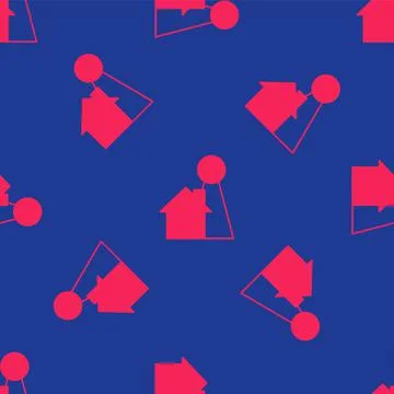 Red Chip for board game icon isolated seamless pattern on blue background 스톡 일러스트