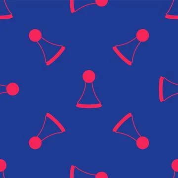 Red Chip for board game icon isolated seamless pattern on blue background. .. Stock Illustration