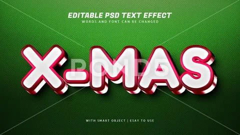 Red christmas 3d text effect PSD Template