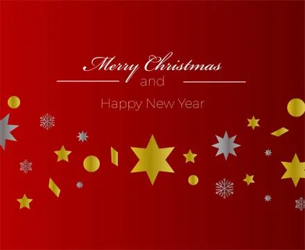 Red Christmas Background with Border made of Cutout Gold Foil Stars and Silver Illustrazione stock