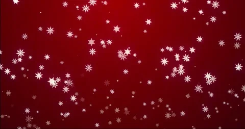 Red Christmas background with falling snowflakes loop. 4k Stock Footage 97990768