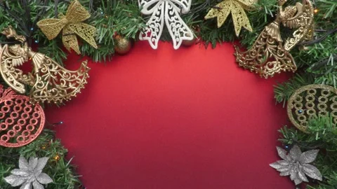 Red christmas background flatlay Video stock 219687316