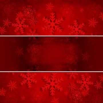 Red Christmas background with snowflakes. Stock Illustration