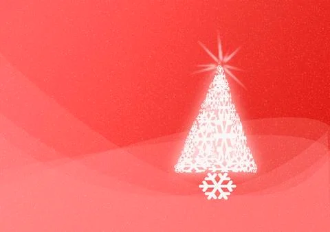 Red christmas background with a tree Stock Illustration