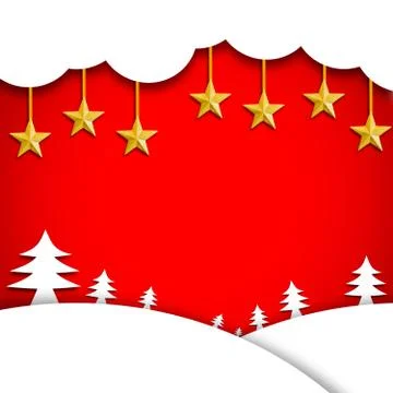 Red christmas background with white clouds and golden star 스톡 일러스트