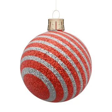 Red christmas ball with line patterns isolated Stock Illustration