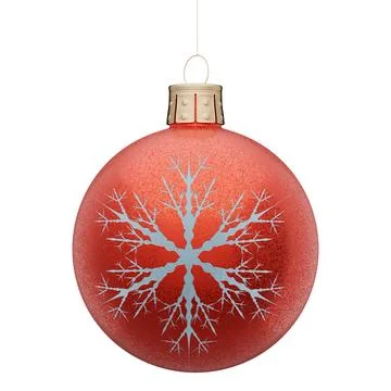 Red christmas ball with snowflake pattern isolated Stock Illustration