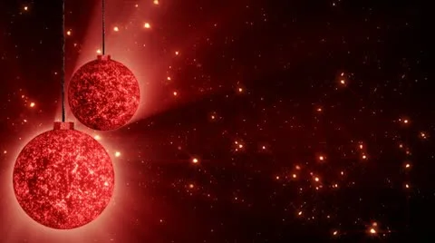 Red christmas balls and glitter particles loop Stock Footage