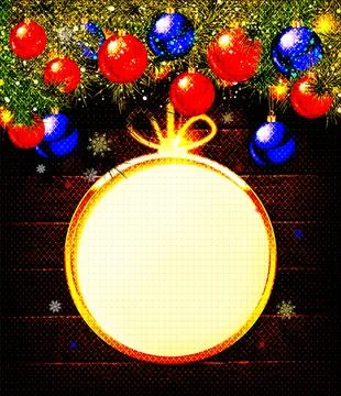 Red Christmas balls on branches of a Christmas tree Stock Illustration