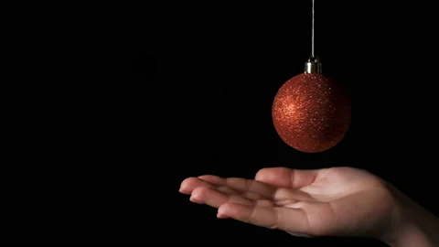 Red Christmas balls on a dark Video stock 164833711