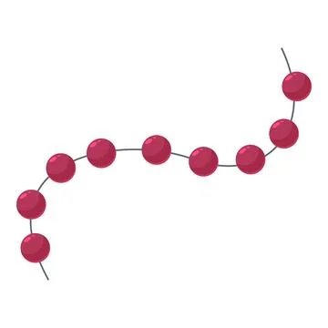 Red christmas balls hanging on a string forming a curved line Stock Illustration