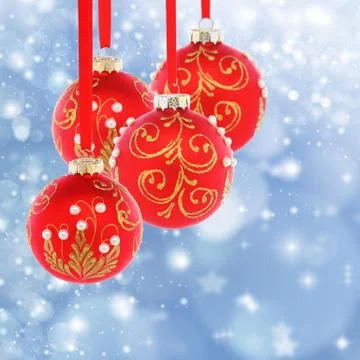 Red christmas balls. Stock Photos