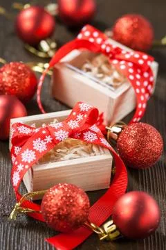 Red Christmas balls Stock Photos