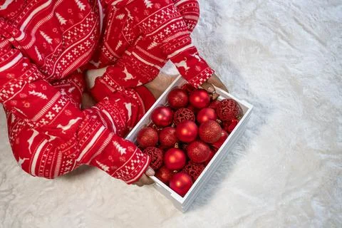 Red Christmas balls Stock Photos