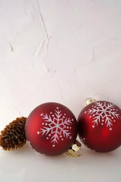 Red christmas balls on white background Stock Photos