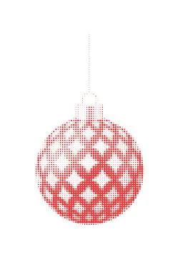 Red Christmas Bauble Designed With Modern Halftone Dot Pattern For Festive .. イラスト素材