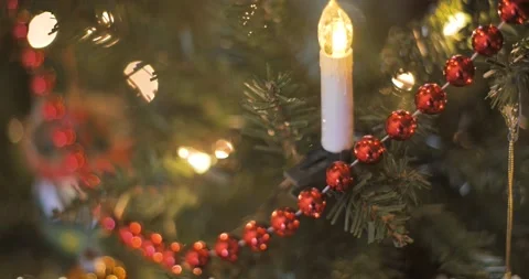 Red Christmas Beads on Tree Stock Footage 229871262