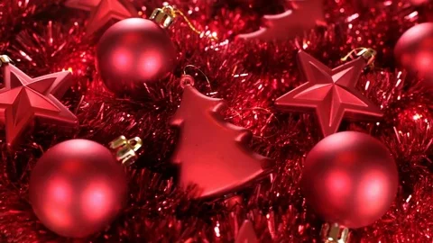 Red christmas decorations Video stock 70302716