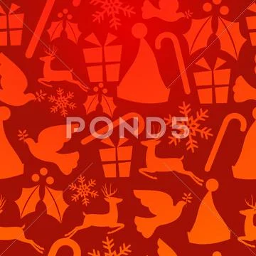 Red christmas elements pattern Stock Illustration