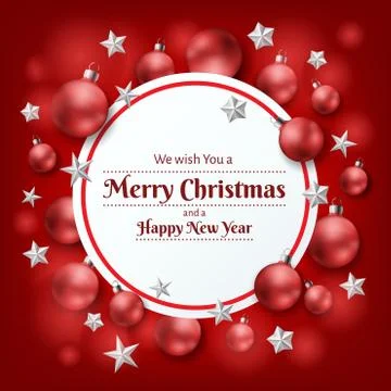 Red Christmas frame with balls Stock Illustration