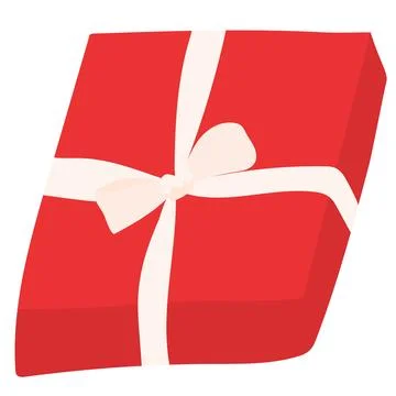 Red Christmas Gift Box with White Ribbon and Bow Stock Illustration