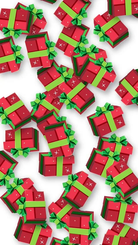 Red Christmas Gift Boxes Falling on White Background Vertical Animation Stock Footage 346114824