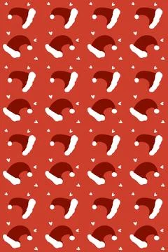 Red Christmas Hat Pattern on Red Background Stock Illustration