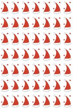 Red Christmas Hat Repeat Pattern on White Stock Illustration