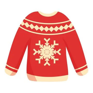 Red christmas jumper featuring big white snowflake design Stock Illustration