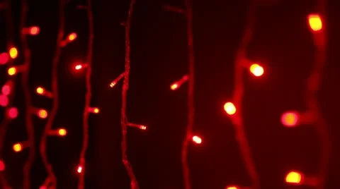 Red Christmas lights flickering Stock Footage 14857338