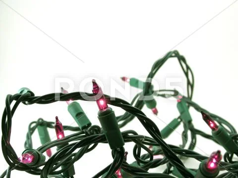 Red christmas lights on white Stock Photos