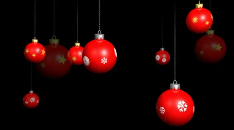 Red Christmas ornaments background.  Loopable with alpha channel. Stock Footage 30444479