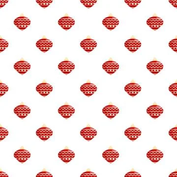 Red christmas ornaments seamless pattern festive holiday decoration Illustrazione stock