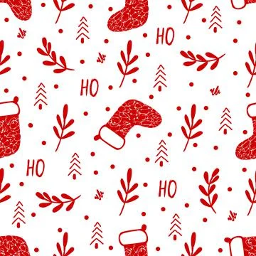 Red christmas. Seamless modern pattern with Christmas symbols. Suitable for w Stock Illustration